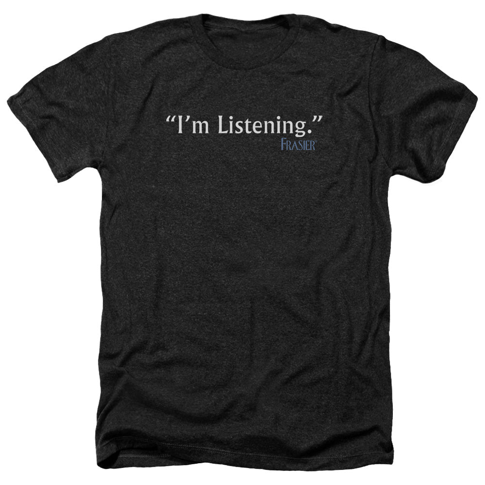 AN OFFCIALLY LICENSED FRASIER IM LISTENING MEN'S HEATHER T-SHIRT CHARCOAL