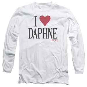 AN OFFCIALLY LICENSED FRASIER I HEART DAPHNE MEN'S LONG SLEEVE T-SHIRT WHITE