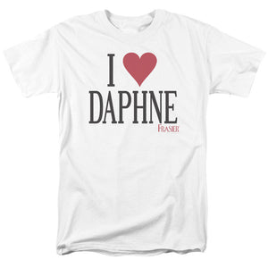 AN OFFCIALLY LICENSED FRASIER I HEART DAPHNE MEN'S REGULAR FIT T-SHIRT WHITE