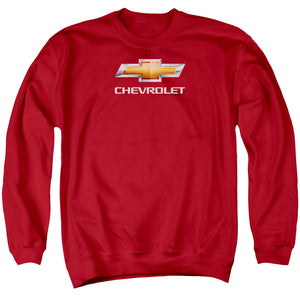 AN OFFCIALLY LICENSED CHEVROLET CHEVY BOWTIE STACKED ADULT UNISEX CREWNECK SWEATSHIRT RED