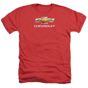 AN OFFCIALLY LICENSED CHEVROLET CHEVY BOWTIE STACKED MEN'S HEATHER T-SHIRT RED