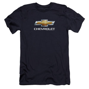 AN OFFCIALLY LICENSED CHEVROLETS CHEVY BOWTIE STACKED MEN'S PREMIUM SLIM FIT T-SHIRT NAVY