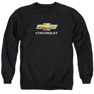 AN OFFCIALLY LICENSED CHEVROLETS CHEVY BOWTIE STACKED ADULT UNISEX CREWNECK SWEATSHIRT BLACK