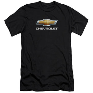 AN OFFCIALLY LICENSED CHEVROLETS CHEVY BOWTIE STACKED MEN'S PREMIUM SLIM FIT T-SHIRT BLACK