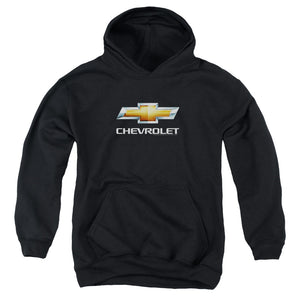 AN OFFCIALLY LICENSED CHEVROLETS CHEVY BOWTIE STACKED YOUTH HOODIE BLACK