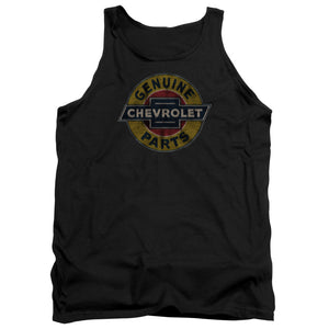 AN OFFCIALLY LICENSED CHEVROLET GENUINE CHEVY PARTS DISTRESSED SIGN ADULT UNISEX TANK TOP BLACK