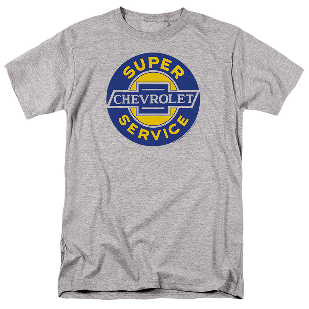 AN OFFCIALLY LICENSED CHEVROLET CHEVY SUPER SERVICE MEN'S REGULAR FIT T-SHIRT ATHLETIC HEATHER