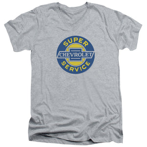 AN OFFCIALLY LICENSED CHEVROLET CHEVY SUPER SERVICE MEN'S V-NECK T-SHIRT ATHLETIC HEATHER