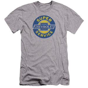 AN OFFCIALLY LICENSED CHEVROLET CHEVY SUPER SERVICE MEN'S PREMIUM SLIM FIT T-SHIRT ATHLETIC HEATHER