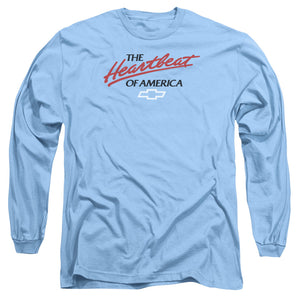 AN OFFCIALLY LICENSED CHEVROLET HEARTBEAT OF AMERICA MEN'S LONG SLEEVE T-SHIRT CAROLINA BLUE