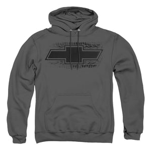 AN OFFCIALLY LICENSED CHEVROLET BOWTIE BURNOUT ADULT UNISEX PULLOVER HOODIE CHARCOAL