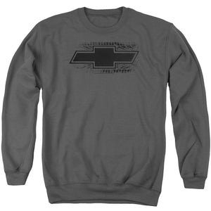 AN OFFCIALLY LICENSED CHEVROLET BOWTIE BURNOUT ADULT UNISEX CREWNECK SWEATSHIRT CHARCOAL