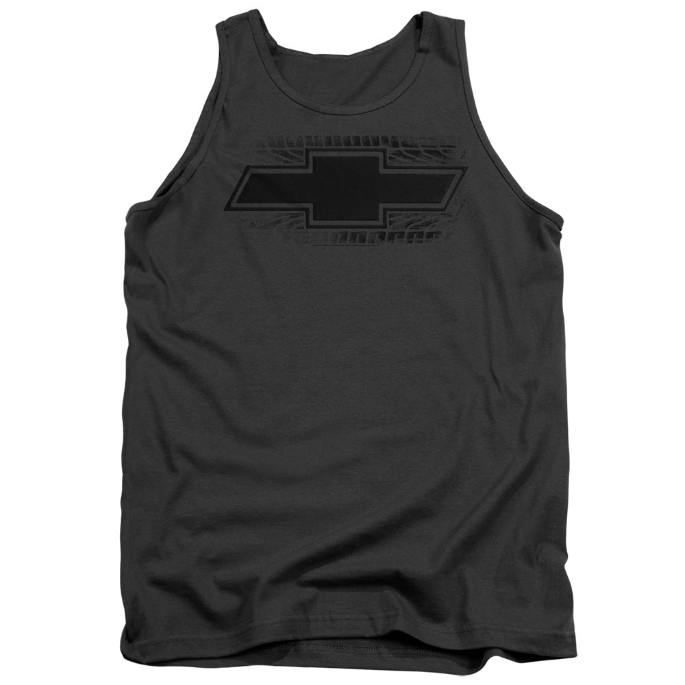 AN OFFCIALLY LICENSED CHEVROLET BOWTIE BURNOUT ADULT UNISEX TANK TOP CHARCOAL