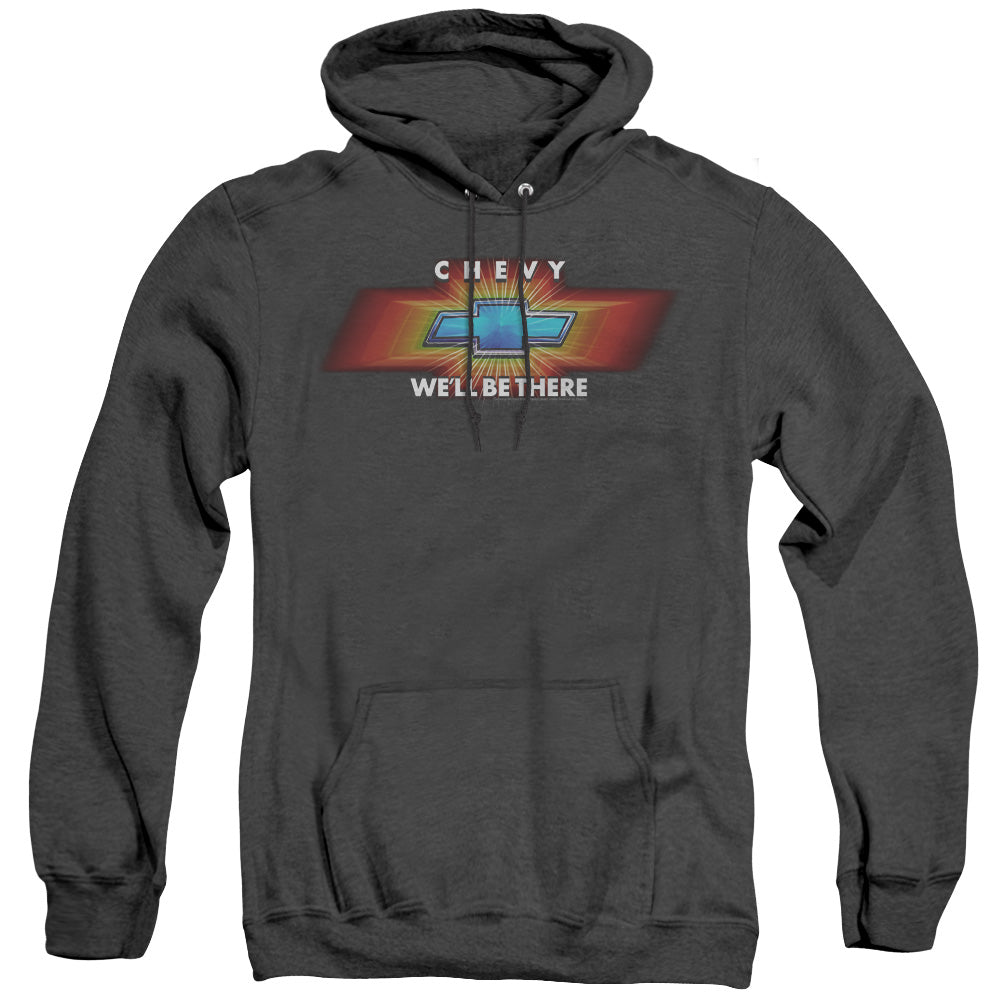 AN OFFCIALLY LICENSED CHEVROLET CHEVY WELL BE THERE TV SPOT ADULT UNISEX HEATHER PULLOVER HOODIE BLACK