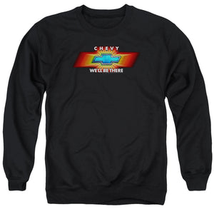 AN OFFCIALLY LICENSED CHEVROLET CHEVY WELL BE THERE TV SPOT ADULT UNISEX CREWNECK SWEATSHIRT BLACK