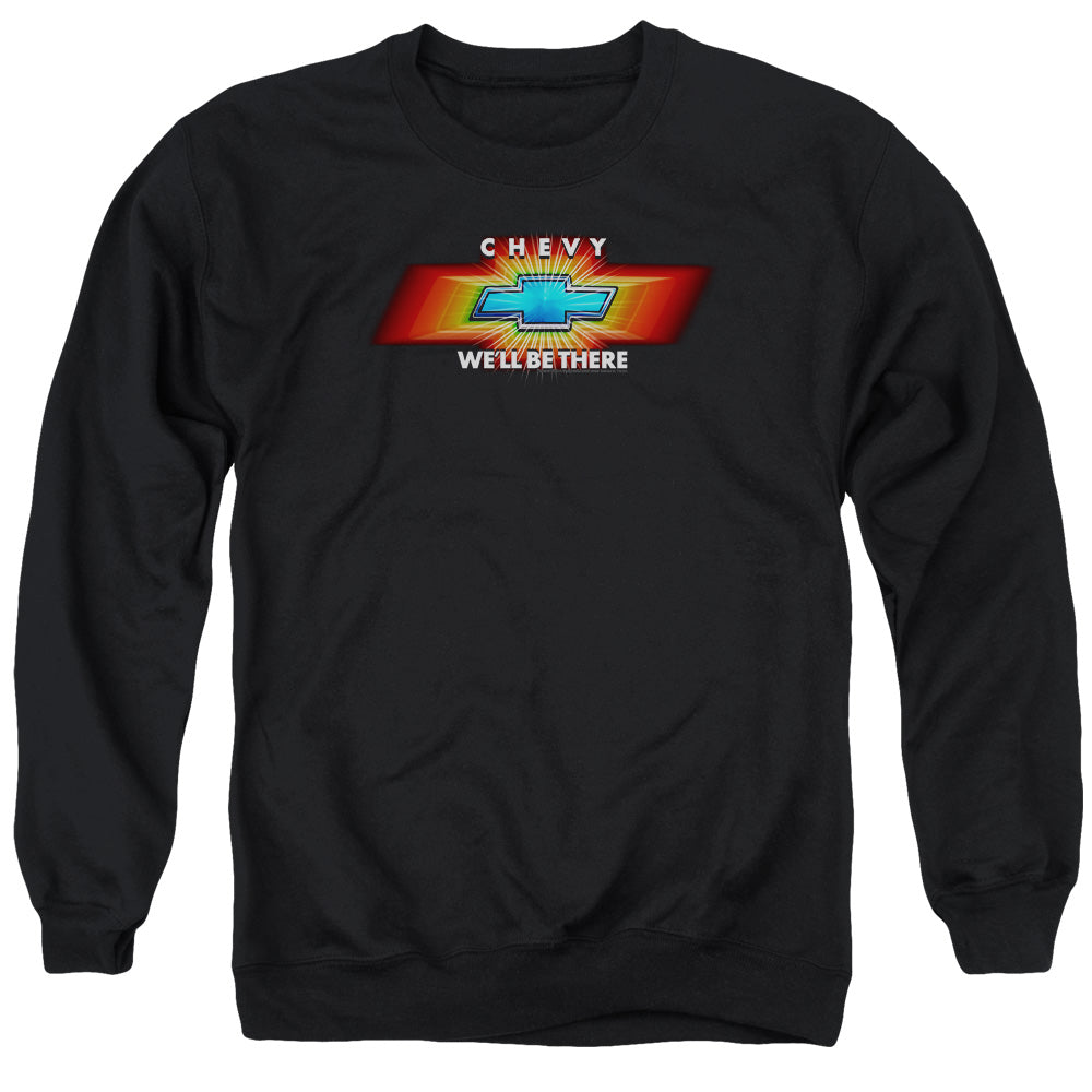 AN OFFCIALLY LICENSED CHEVROLET CHEVY WELL BE THERE TV SPOT ADULT UNISEX CREWNECK SWEATSHIRT BLACK