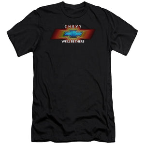 AN OFFCIALLY LICENSED CHEVROLET CHEVY WELL BE THERE TV SPOT MEN'S PREMIUM SLIM FIT T-SHIRT BLACK