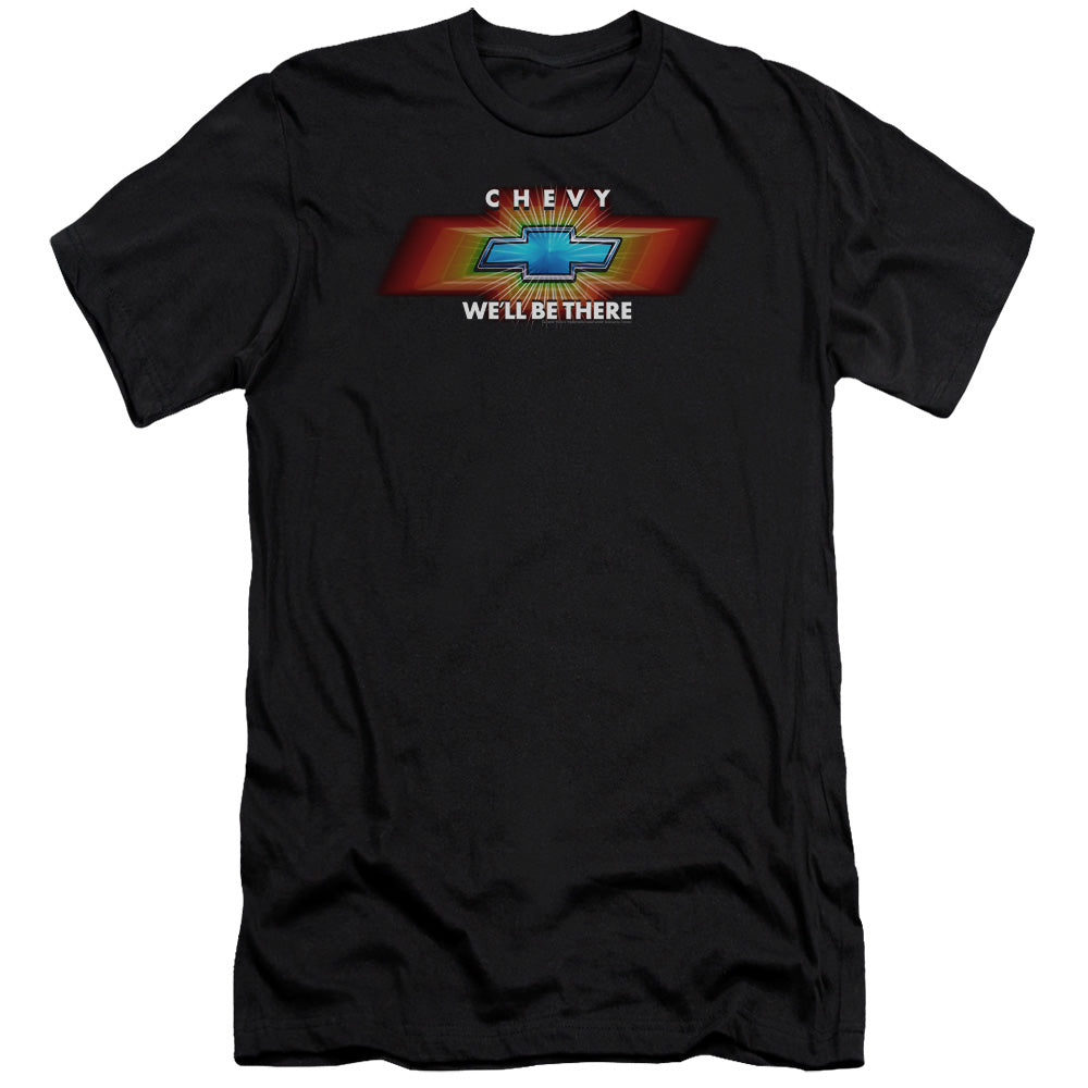 AN OFFCIALLY LICENSED CHEVROLET CHEVY WELL BE THERE TV SPOT MEN'S PREMIUM SLIM FIT T-SHIRT BLACK