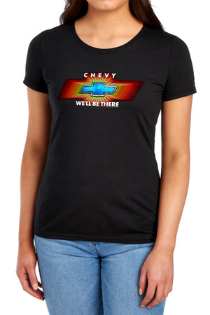 AN OFFCIALLY LICENSED CHEVROLET CHEVY WELL BE THERE TV SPOT WOMEN'S REGULAR FIT T-SHIRT BLACK