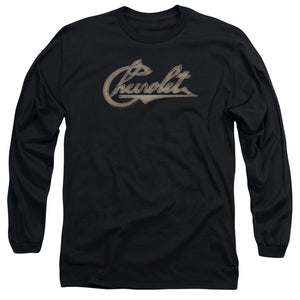 AN OFFCIALLY LICENSED CHEVROLET CHEVY SCRIPT MEN'S LONG SLEEVE T-SHIRT BLACK