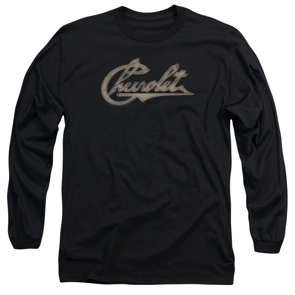AN OFFCIALLY LICENSED CHEVROLET CHEVY SCRIPT MEN'S LONG SLEEVE T-SHIRT BLACK