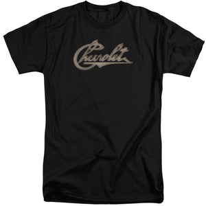 AN OFFCIALLY LICENSED CHEVROLET CHEVY SCRIPT MEN'S TALL FIT T-SHIRT BLACK