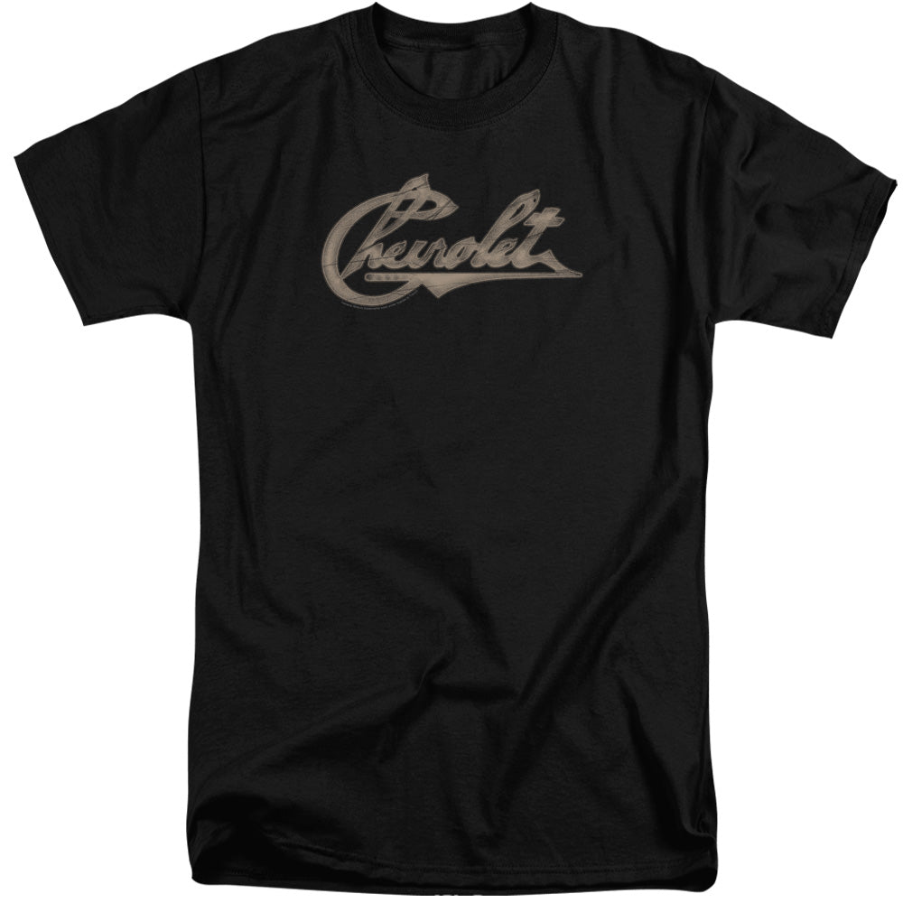AN OFFCIALLY LICENSED CHEVROLET CHEVY SCRIPT MEN'S TALL FIT T-SHIRT BLACK