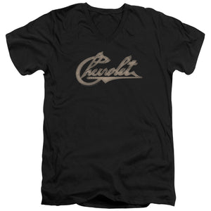 AN OFFCIALLY LICENSED CHEVROLET CHEVY SCRIPT MEN'S V-NECK T-SHIRT BLACK