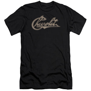 AN OFFCIALLY LICENSED CHEVROLET CHEVY SCRIPT MEN'S PREMIUM SLIM FIT T-SHIRT BLACK