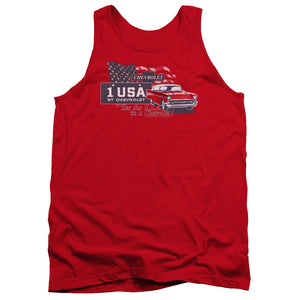 AN OFFCIALLY LICENSED CHEVROLET SEE THE USA ADULT UNISEX TANK TOP RED
