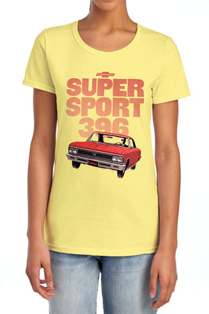 AN OFFCIALLY LICENSED CHEVROLET SUPER SPORT 396 WOMEN'S REGULAR FIT T-SHIRT BANANA