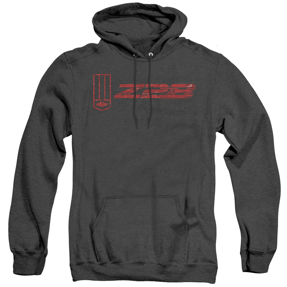 AN OFFCIALLY LICENSED CHEVROLET THE Z28 ADULT UNISEX HEATHER PULLOVER HOODIE BLACK