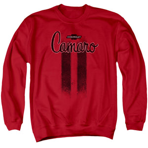 AN OFFCIALLY LICENSED CHEVROLET CAMARO STRIPES ADULT UNISEX CREWNECK SWEATSHIRT RED
