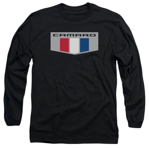 AN OFFCIALLY LICENSED CHEVROLET CHROME EMBLEM MEN'S LONG SLEEVE T-SHIRT BLACK