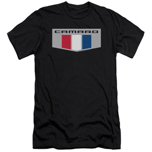 AN OFFCIALLY LICENSED CHEVROLET CHROME EMBLEM MEN'S PREMIUM SLIM FIT T-SHIRT BLACK