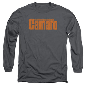 AN OFFCIALLY LICENSED CHEVROLET COMMAND PERFORMANCE MEN'S LONG SLEEVE T-SHIRT CHARCOAL