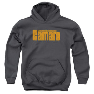 AN OFFCIALLY LICENSED CHEVROLET COMMAND PERFORMANCE YOUTH HOODIE CHARCOAL