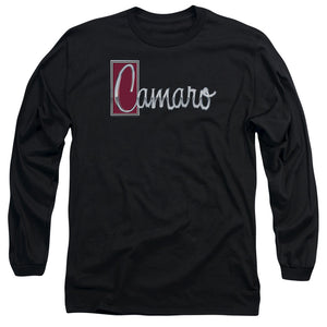 AN OFFCIALLY LICENSED CHEVROLET CHROME SCRIPT MEN'S LONG SLEEVE T-SHIRT BLACK