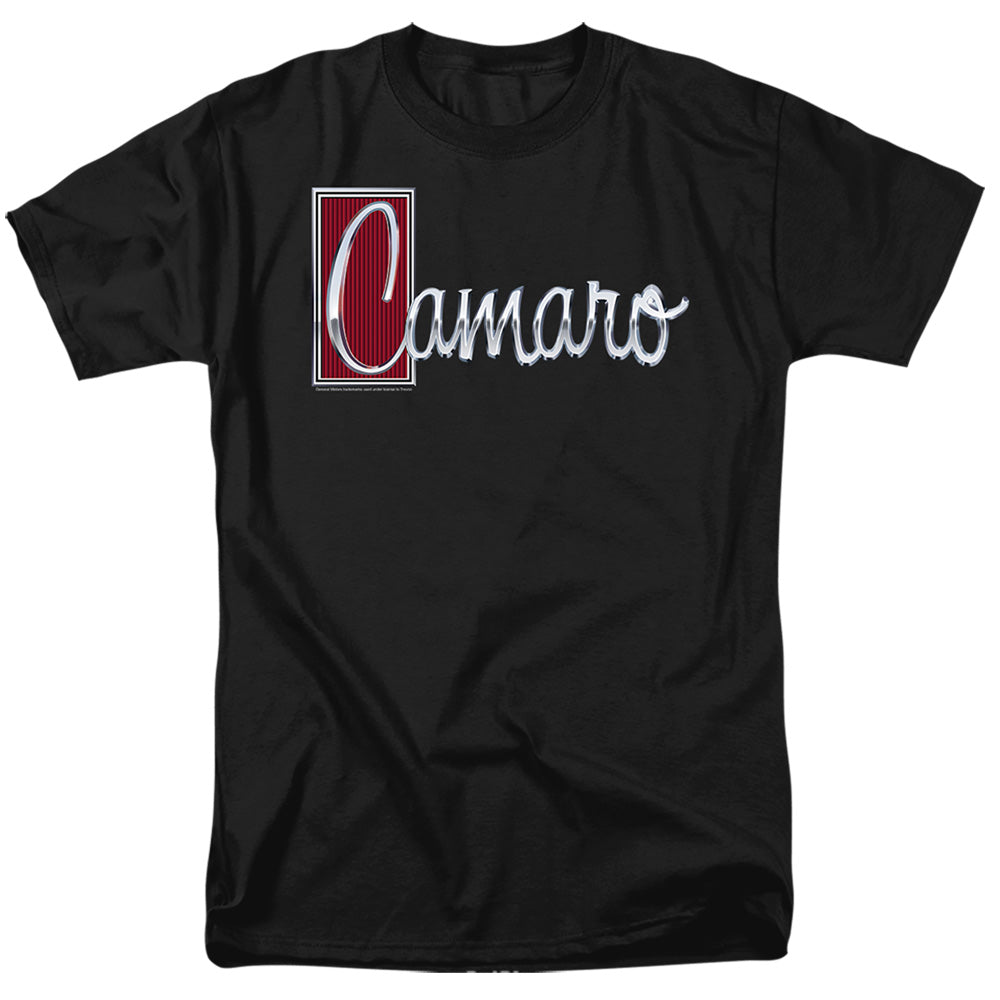 AN OFFCIALLY LICENSED CHEVROLET CHROME SCRIPT MEN'S REGULAR FIT T-SHIRT BLACK