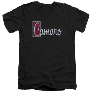 AN OFFCIALLY LICENSED CHEVROLET CHROME SCRIPT MEN'S V-NECK T-SHIRT BLACK