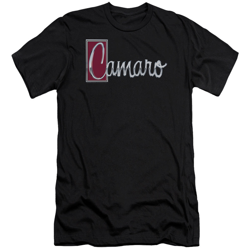 AN OFFCIALLY LICENSED CHEVROLET CHROME SCRIPT MEN'S PREMIUM SLIM FIT T-SHIRT BLACK