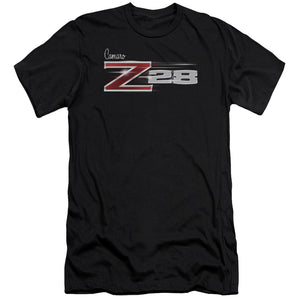 AN OFFCIALLY LICENSED CHEVROLET Z28 LOGO MEN'S PREMIUM SLIM FIT T-SHIRT BLACK
