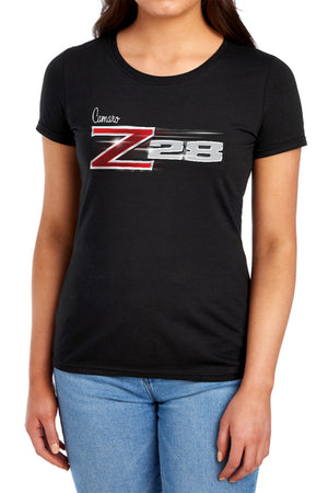 AN OFFCIALLY LICENSED CHEVROLET Z28 LOGO WOMEN'S REGULAR FIT T-SHIRT BLACK