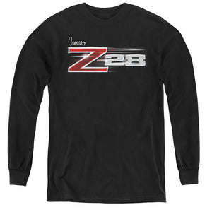 AN OFFCIALLY LICENSED CHEVROLET Z28 LOGO YOUTH LONG SLEEVE T-SHIRT BLACK