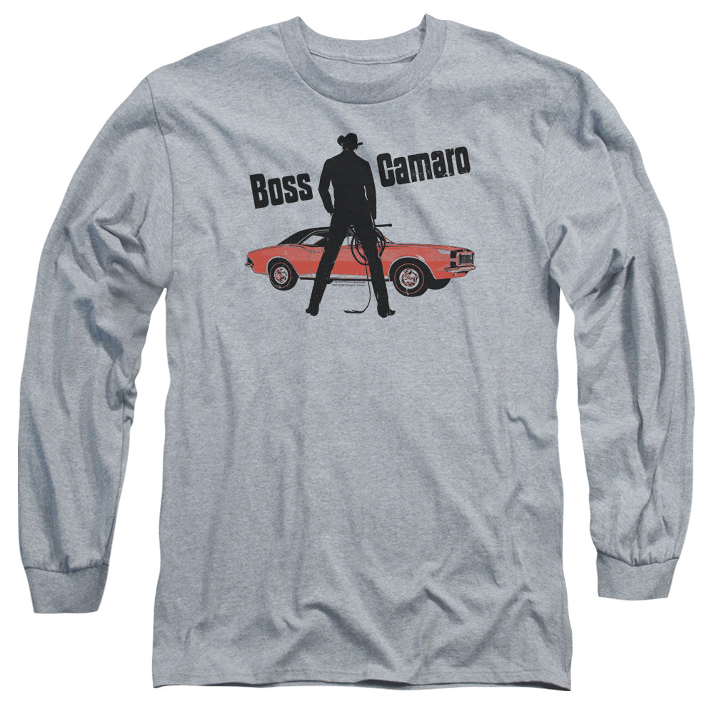 AN OFFCIALLY LICENSED CHEVROLET BOSS MEN'S LONG SLEEVE T-SHIRT ATHLETIC HEATHER