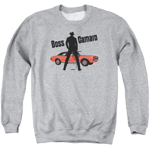 AN OFFCIALLY LICENSED CHEVROLET BOSS ADULT UNISEX CREWNECK SWEATSHIRT ATHLETIC HEATHER