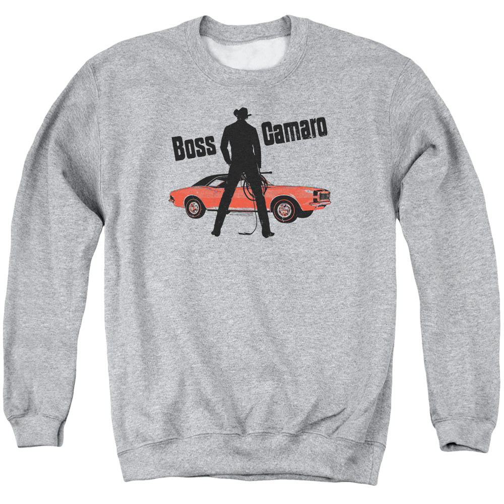 AN OFFCIALLY LICENSED CHEVROLET BOSS ADULT UNISEX CREWNECK SWEATSHIRT ATHLETIC HEATHER