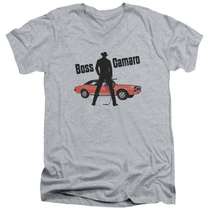 AN OFFCIALLY LICENSED CHEVROLET BOSS MEN'S V-NECK T-SHIRT ATHLETIC HEATHER