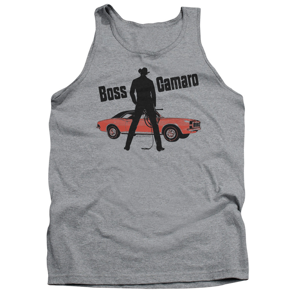 AN OFFCIALLY LICENSED CHEVROLET BOSS ADULT UNISEX TANK TOP ATHLETIC HEATHER