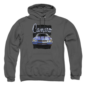 AN OFFCIALLY LICENSED CHEVROLET YELLOW CAMARO ADULT UNISEX PULLOVER HOODIE CHARCOAL
